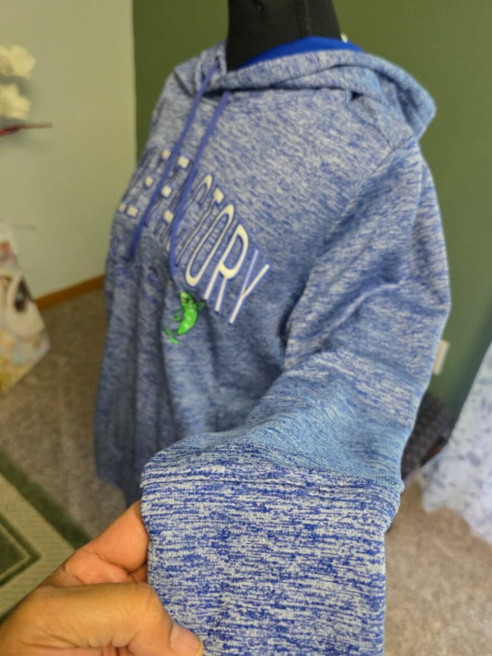 Sport-Tek Pickle Factory Hoodie Womens XL Blue Fishing Graphic Pullover Sweatshi